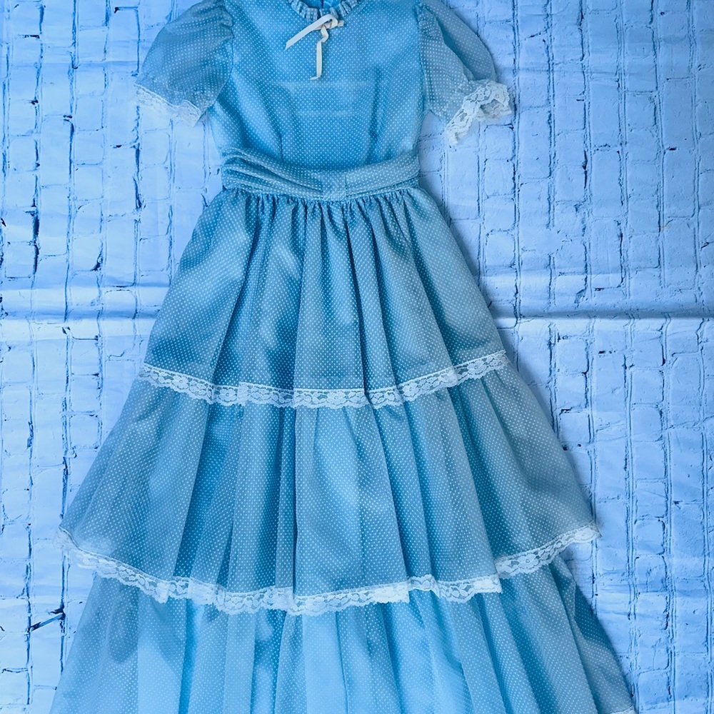 Stunning Vintage Sweet n Sassy Long Layered Swiss Dot Dress Girls 7